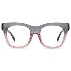 Tandy Rectangle Gray & Pink Acetate Eyeglasses Frames w/ Clear Lenses